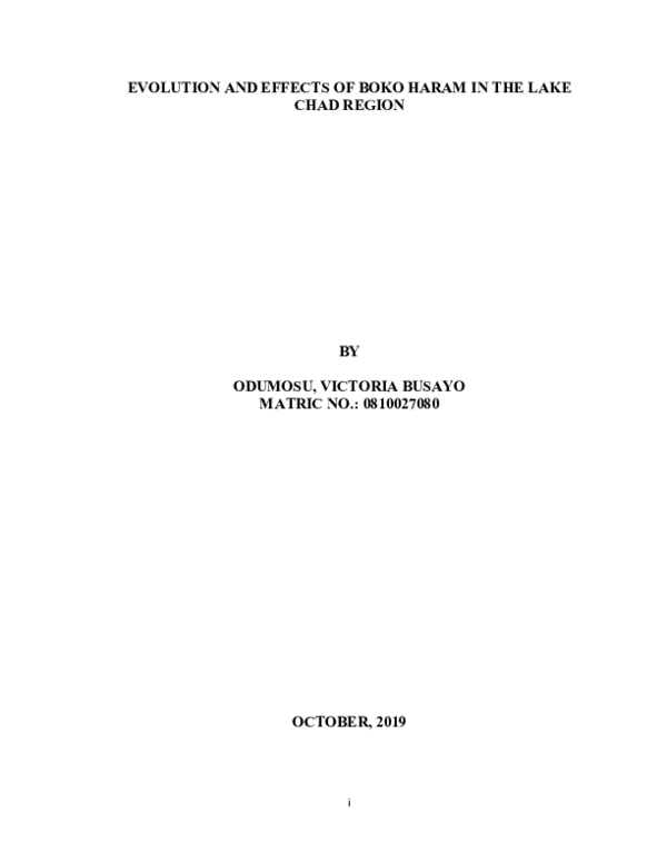 (DOC) EVOLUTION AND EFFECTS OF BOKO HARAM IN THE LAKE CHAD REGION ...