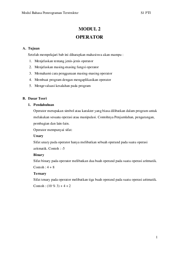 (PDF) MODUL 2 OPERATOR