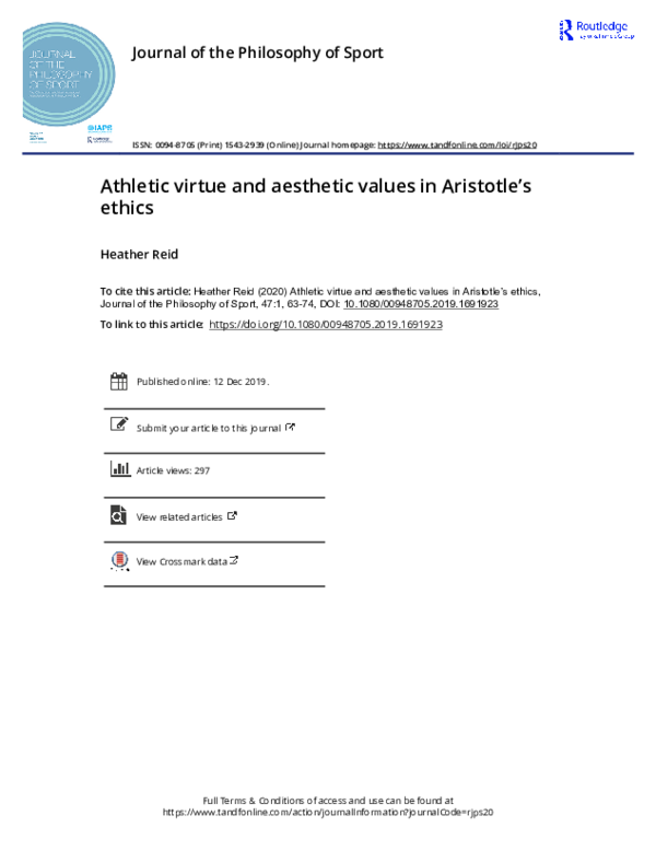 (PDF) Athletic virtue and aesthetic values in Aristotle's ethics