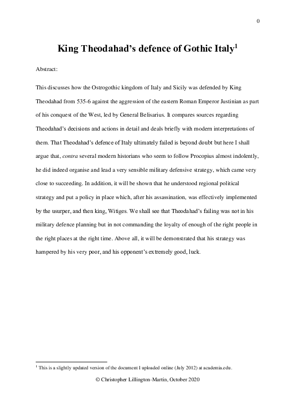 Theodahad, King of the Goths and Italians, 534-6. Ac Edu