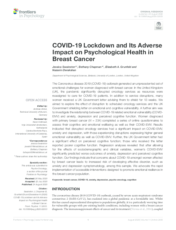 (PDF) COVID-19 Lockdown and Its Adverse Impact on Psychological Health ...