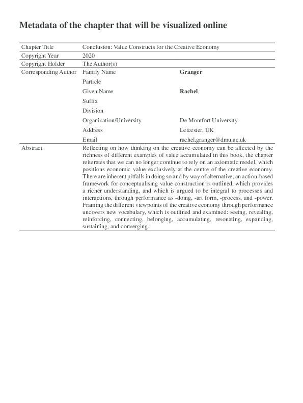 (PDF) Metadata of the chapter that will be visualized online