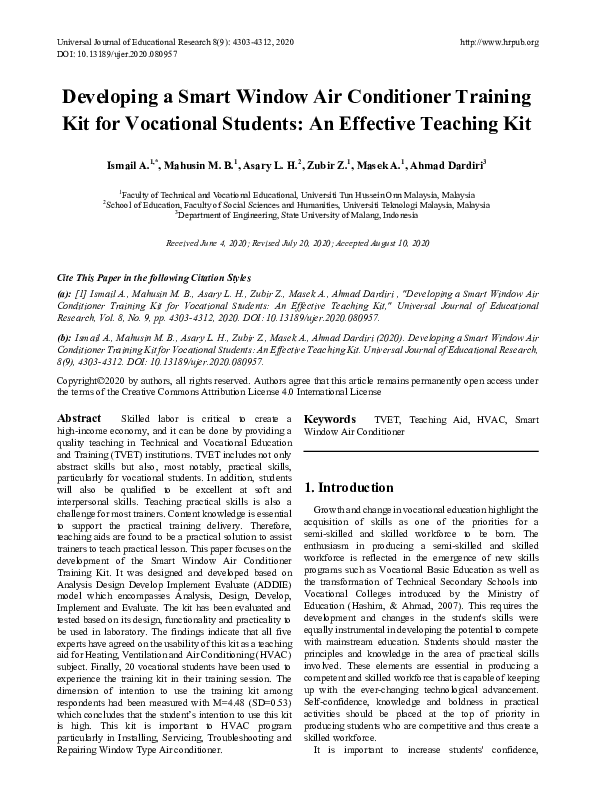 (PDF) Developing a Smart Window Air Conditioner Training Kit for