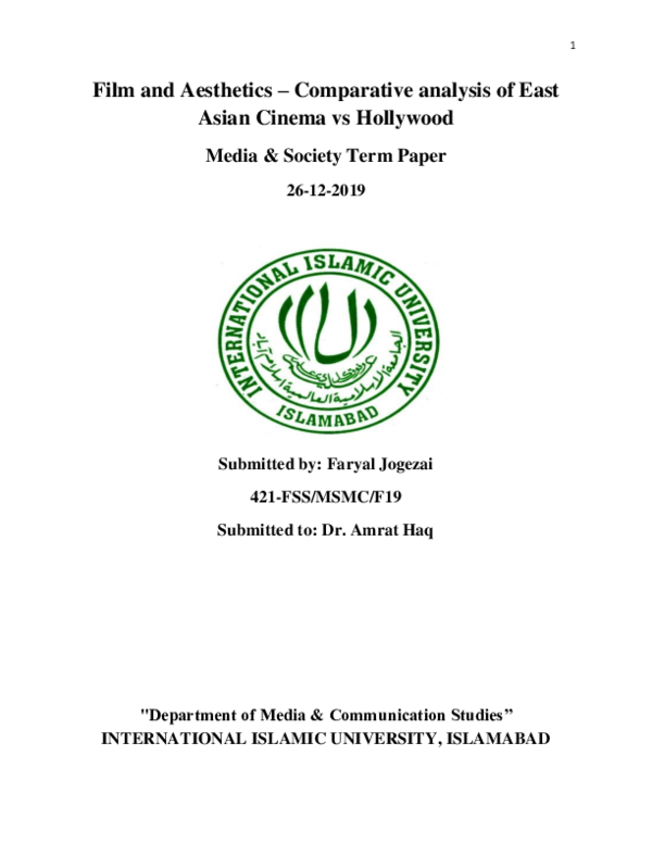 (PDF) Film and Aesthetics -Comparative analysis of East Asian Cinema vs ...
