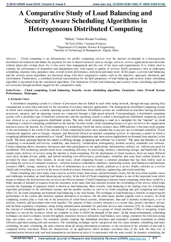 (PDF) A Comparative Study of Load Balancing and Security Aware ...