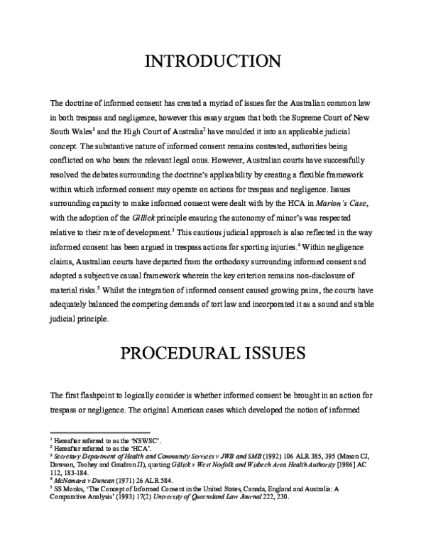 (PDF) Doctrine of Informed Consent Research Essay | Riley Taylor