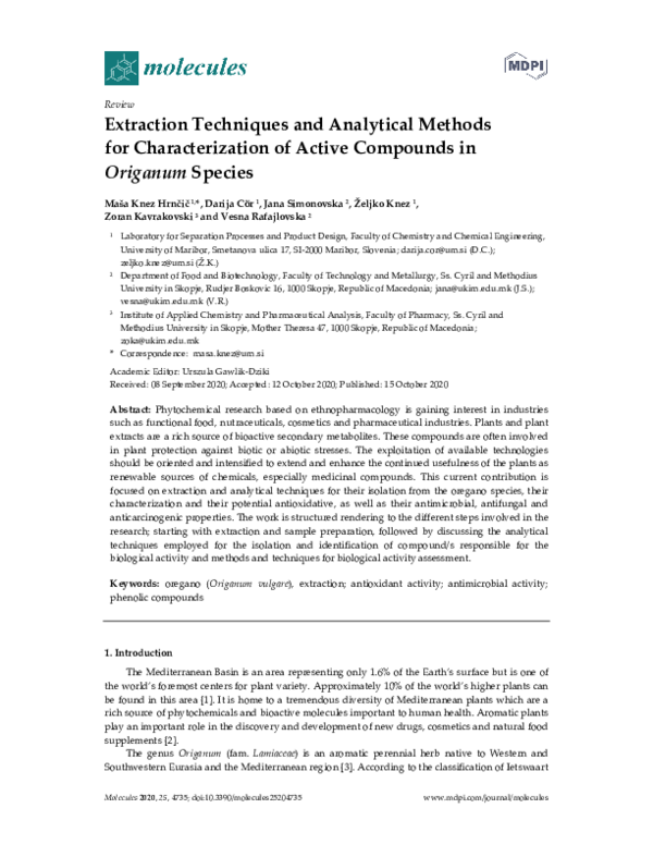 (PDF) Extraction Techniques and Analytical Methods for Characterization ...