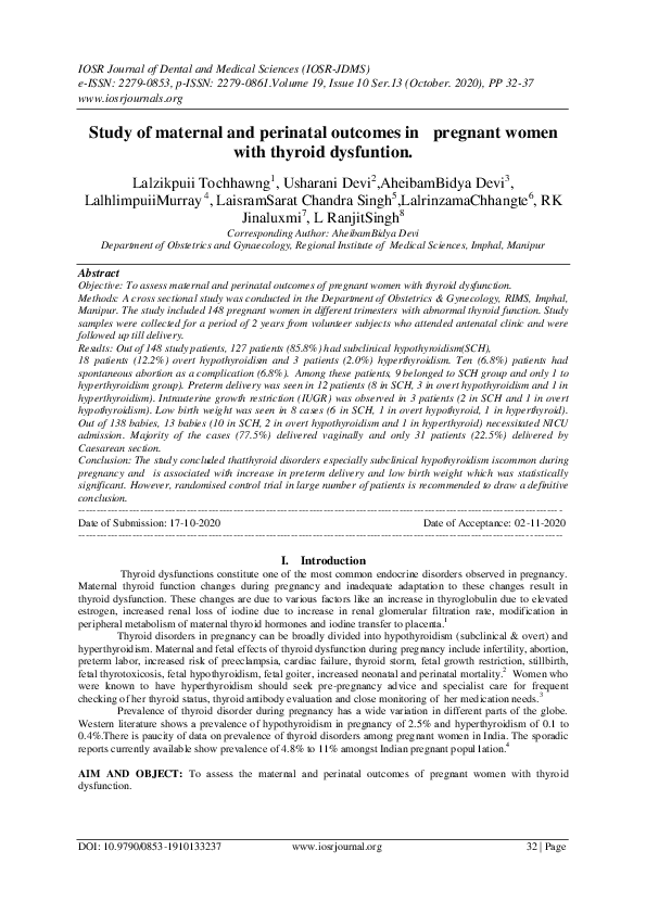 (PDF) Study of maternal and perinatal outcomes in pregnant women with ...