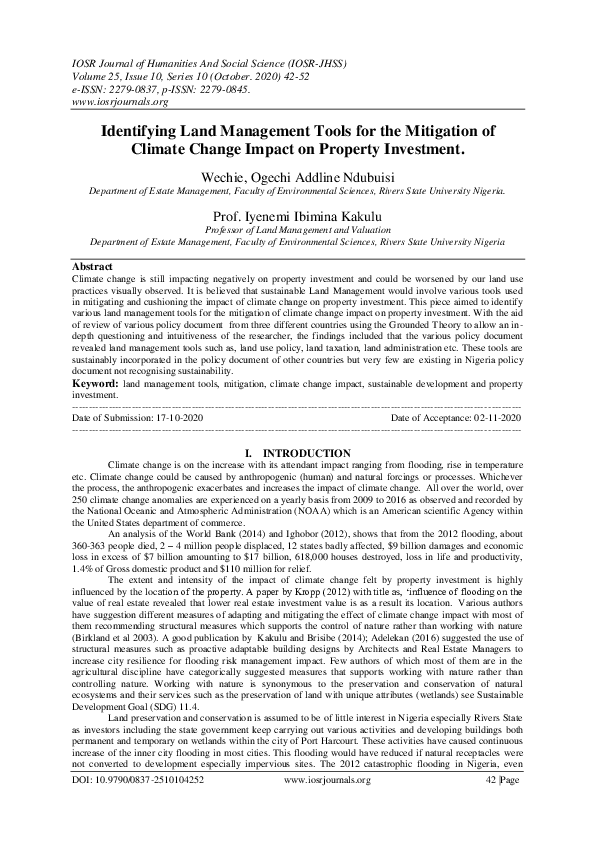 (PDF) Identifying Land Management Tools for the Mitigation of Climate ...