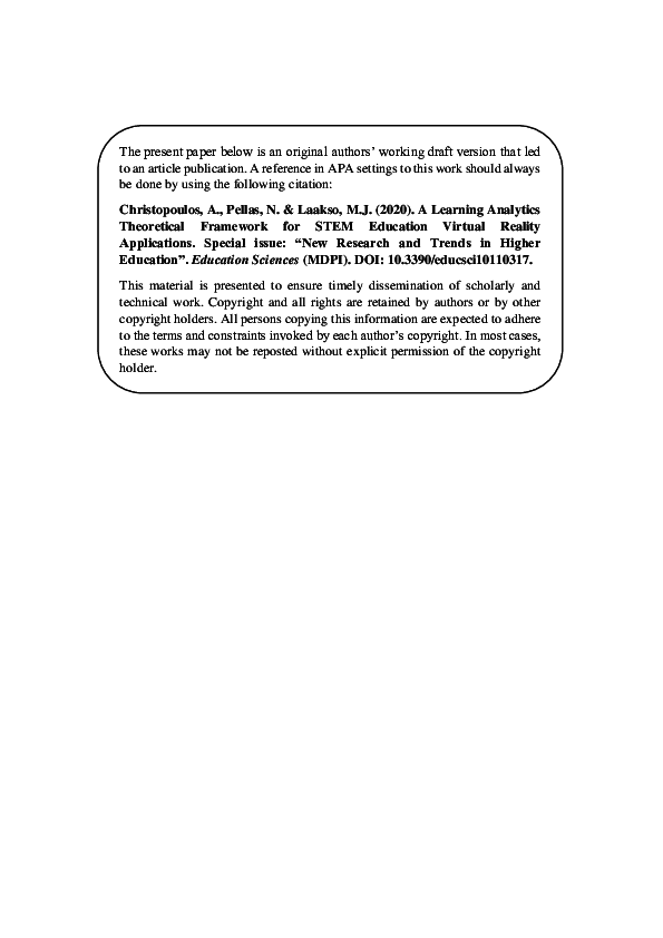 (PDF) A Learning Analytics Theoretical Framework for STEM Education ...