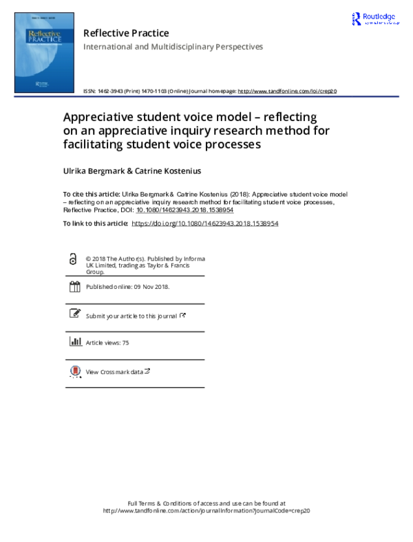 (PDF) Appreciative student voice model -reflecting on an appreciative ...
