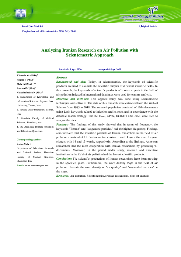 (PDF) Analyzing Iranian Research on Air Pollution with Scientometric ...