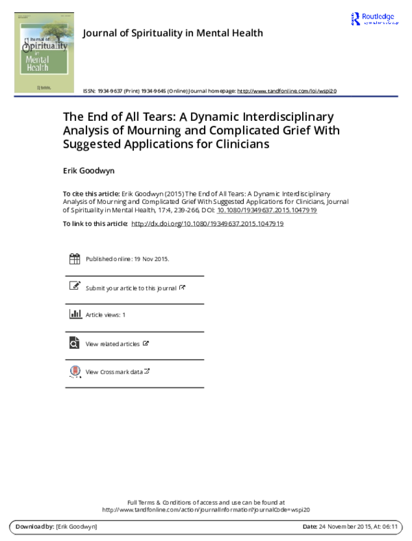 (PDF) Analysis of Mourning and Complicated Grief With Suggested ...