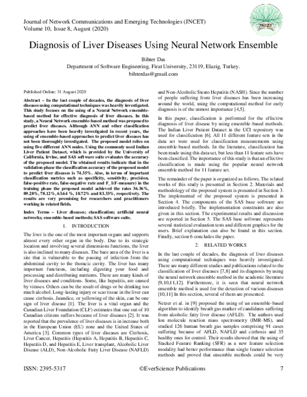 (PDF) Diagnosis of Liver Diseases Using Neural Network Ensemble
