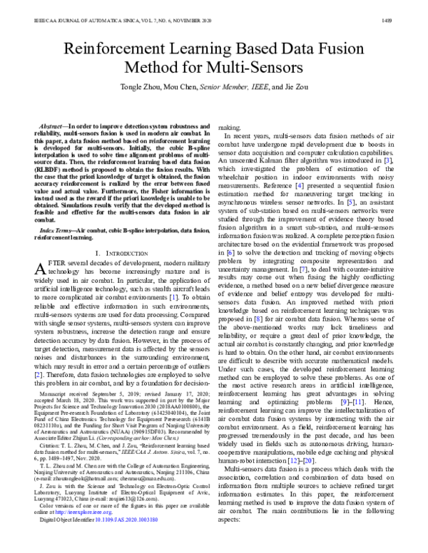 (PDF) Reinforcement Learning Based Data Fusion Method for Multi-Sensors