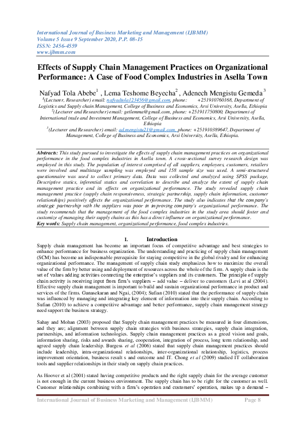 (PDF) Effects of Supply Chain Management Practices on Organizational ...