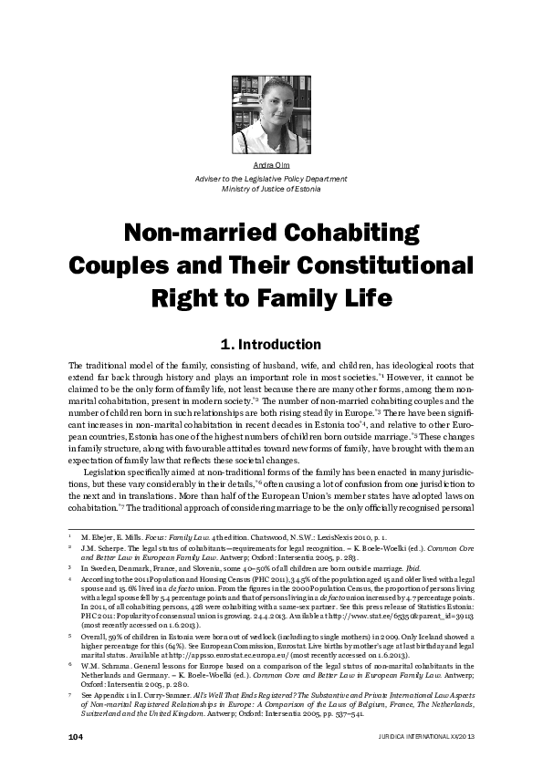  PDF Non married Cohabiting Couples And Their Constitutional Right To 