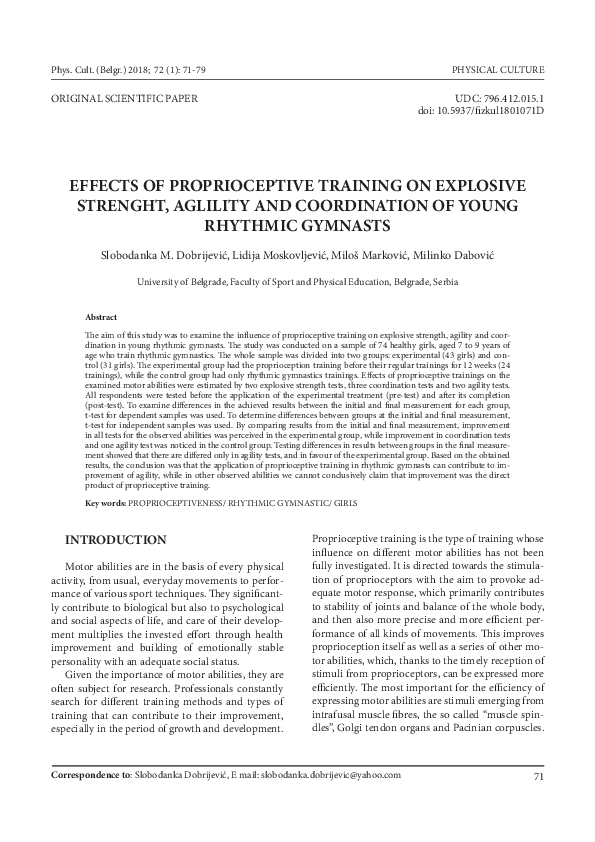 (PDF) EFFECTS OF PROPRIOCEPTIVE TRAINING ON EXPLOSIVE STRENGHT ...