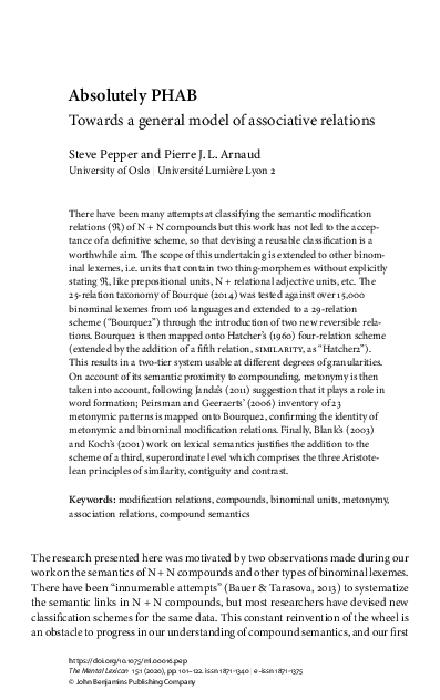 (PDF) Absolutely PHAB: Towards a general model of associative relations