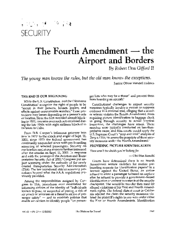 (PDF) The Fourth Amendment - the Airport and Borders