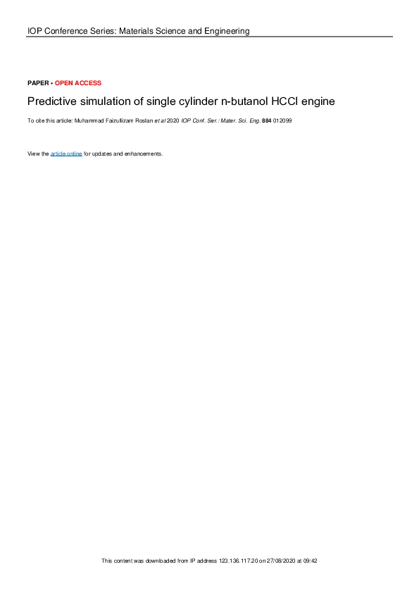 (PDF) Predictive simulation of single cylinder n-butanol HCCI engine ...