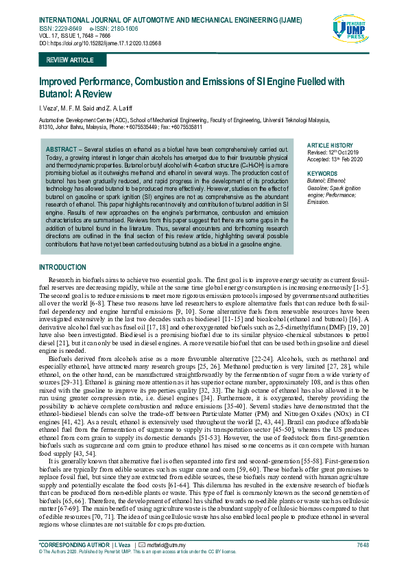 (PDF) Improved Performance, Combustion and Emissions of SI Engine ...
