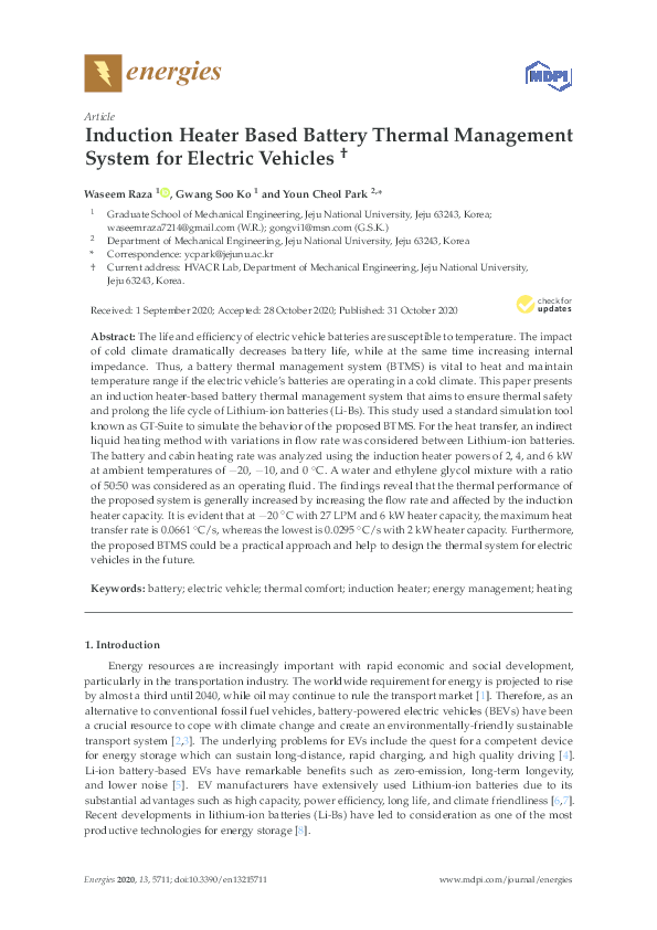 (PDF) Induction Heater Based Battery Thermal Management System for ...