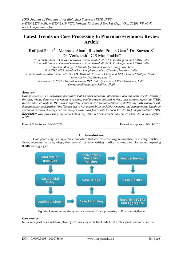 (PDF) Latest Trends on Case Processing In Pharmacovigilance: Review Article