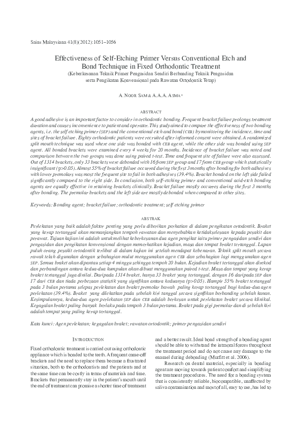 (PDF) Effectiveness of SelfEtching Primer Versus Conventional Etch and