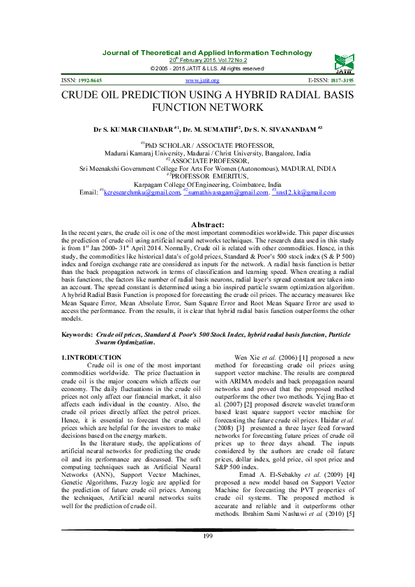 (PDF) CRUDE OIL PREDICTION USING A HYBRID RADIAL BASIS FUNCTION NETWORK