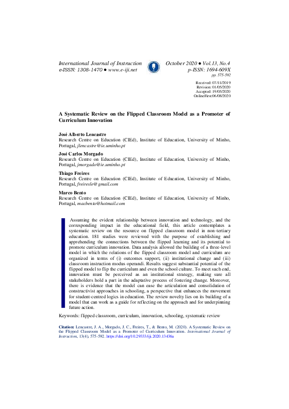 (PDF) A Systematic Review on the Flipped Classroom Model as a Promoter ...