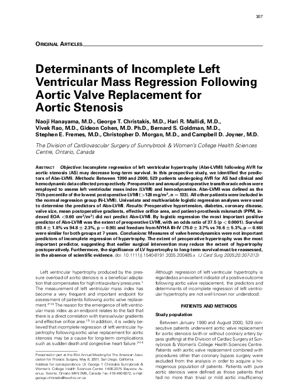 (PDF) Determinants of Incomplete Left Ventricular Mass Regression ...