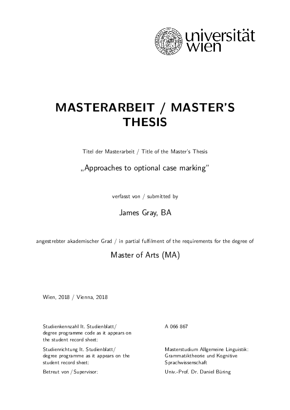 (PDF) Approaches to optional case marking