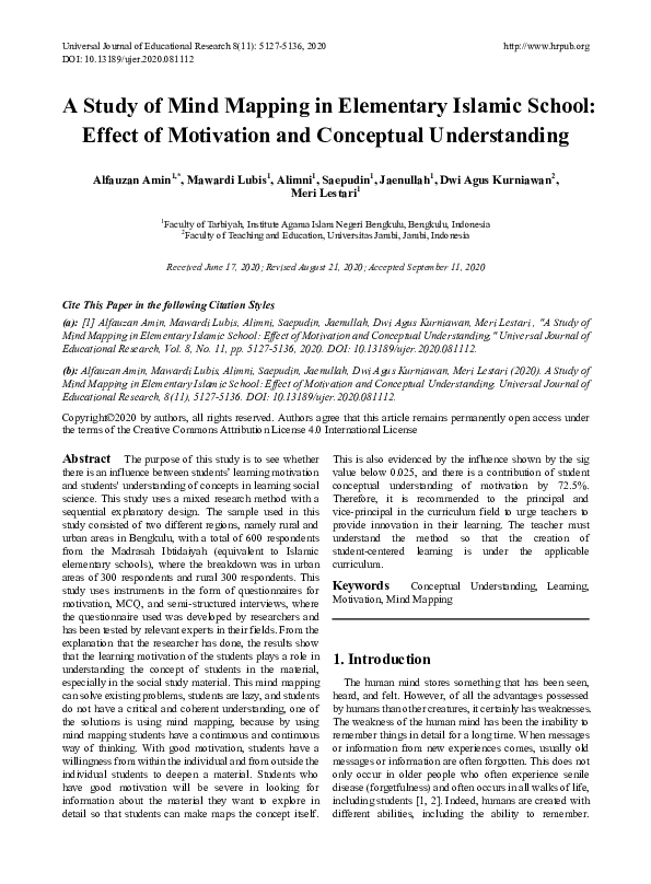 (PDF) A Study of Mind Mapping in Elementary Islamic School: Effect of ...