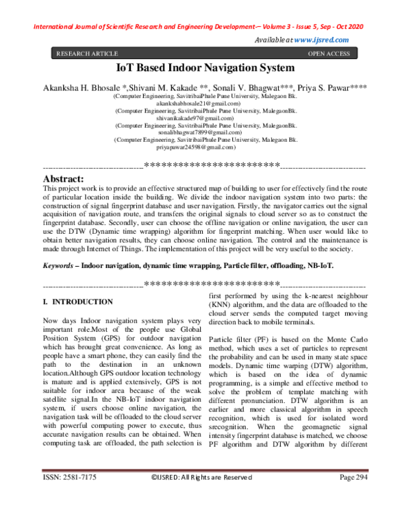 (PDF) IoT Based Indoor Navigation System