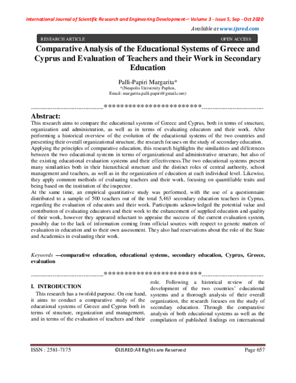(PDF) Comparative Analysis of the Educational Systems of Greece and ...