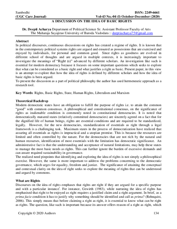 (PDF) The idea of basic rights