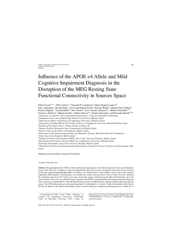 (PDF) Influence of the APOE ε4 Allele and Mild Cognitive Impairment ...