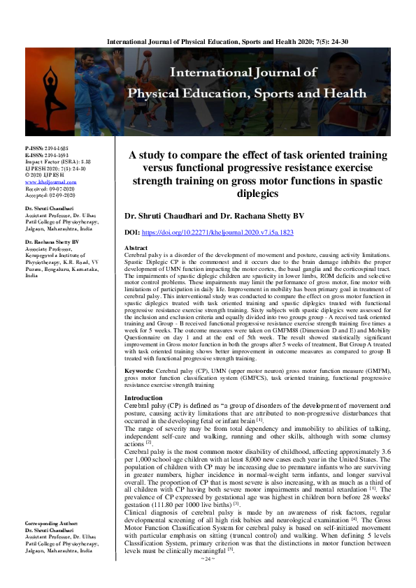 (PDF) A study to compare the effect of task oriented training versus ...