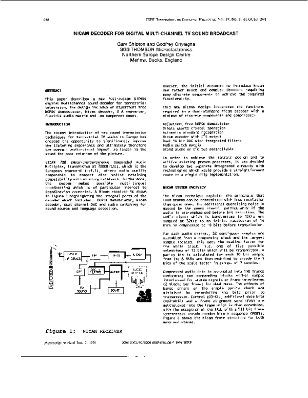 (PDF) NICAM decoder for digital multi-channel TV sound broadcast