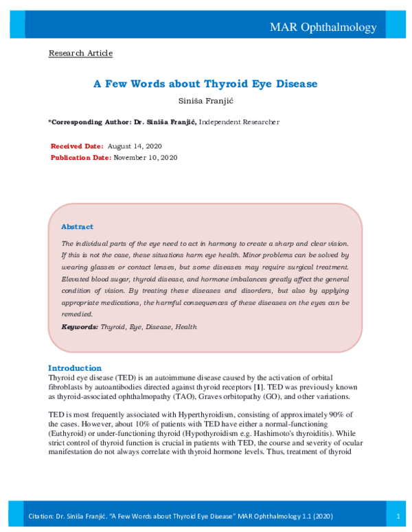 (PDF) A Few Words about Thyroid Eye Disease