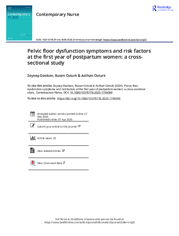 (PDF) Pelvic floor dysfunction symptoms and risk factors at the first ...