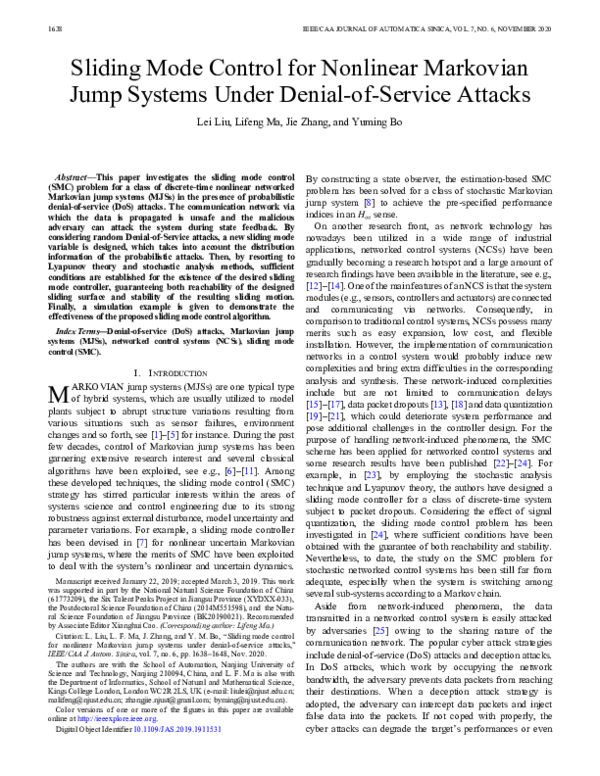 (PDF) Sliding Mode Control for Nonlinear Markovian Jump Systems Under ...