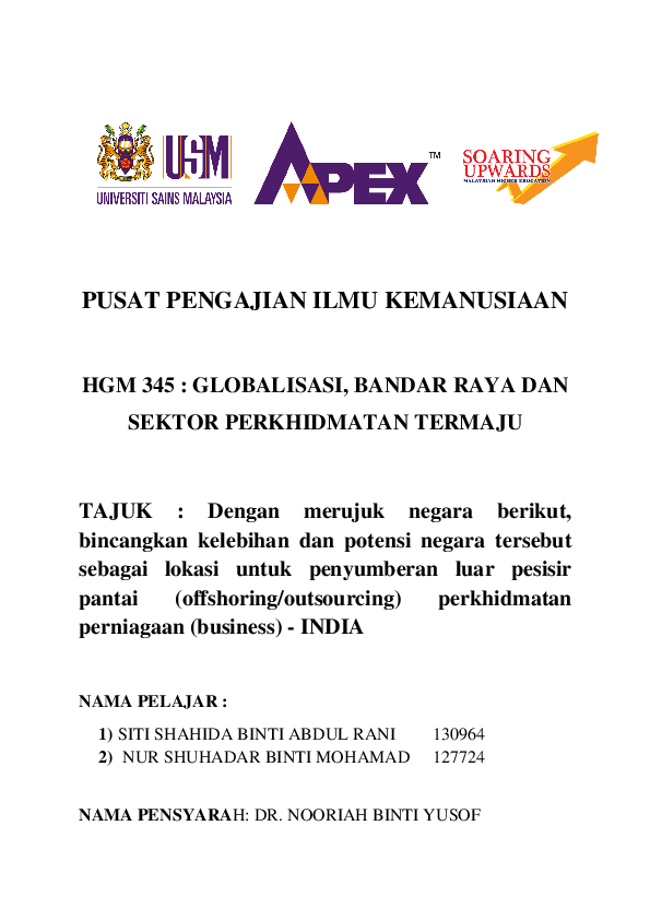 Pdf Penyumberan Luar Pesisir Pantai Offshoring Outsourcing Perkhidmatan Perniagaan Business India Siti Shahida Academia Edu