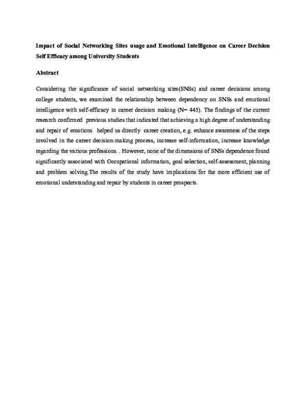 (PDF) Impact of Social Networking Sites usage and Emotional ...