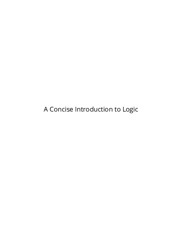 (PDF) A Concise Introduction to Logic