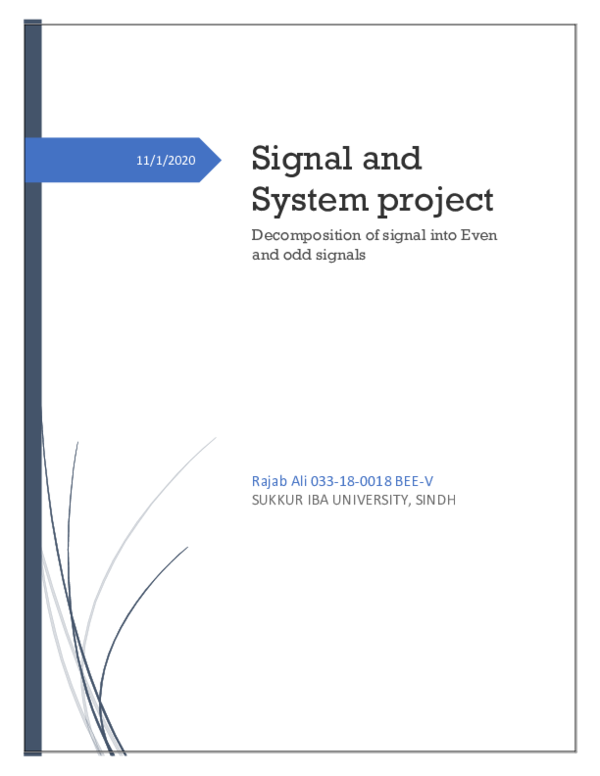 (PDF) Signal and System Decomposition of signal into Even and odd signals