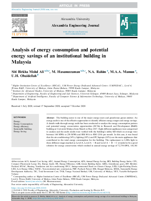 (PDF) Analysis of energy consumption and potential energy savings of an ...