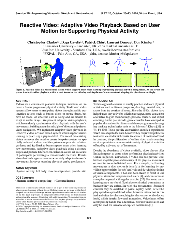 (PDF) Reactive Video: Adaptive Video Playback Based on User Motion for ...