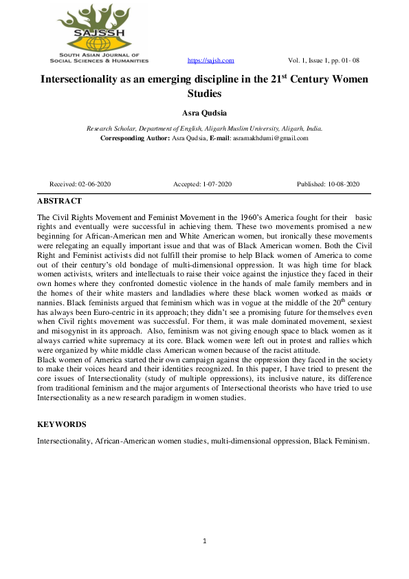 (PDF) Intersectionality as an emerging discipline in the 21 st Century ...
